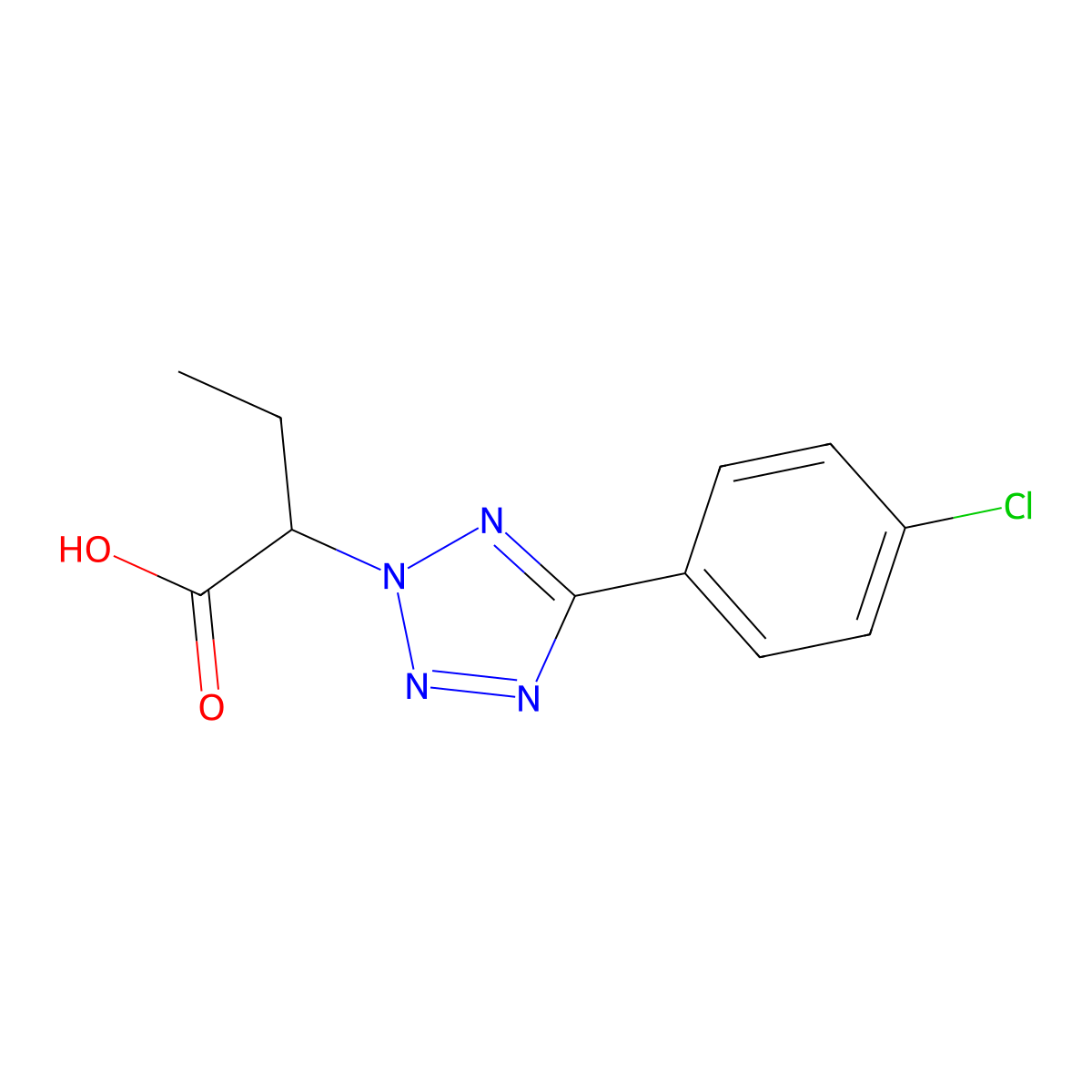 2-[5-(4-chlorophenyl)-2H-1,2,3,4-tetrazol-2-yl]butanoic acid molecular structure, CAS 436096-42-3