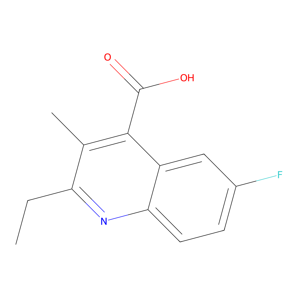 2-Ethyl-6-fluoro-3-methylquinoline-4-carboxylic acid molecular structure, CAS 436096-49-0