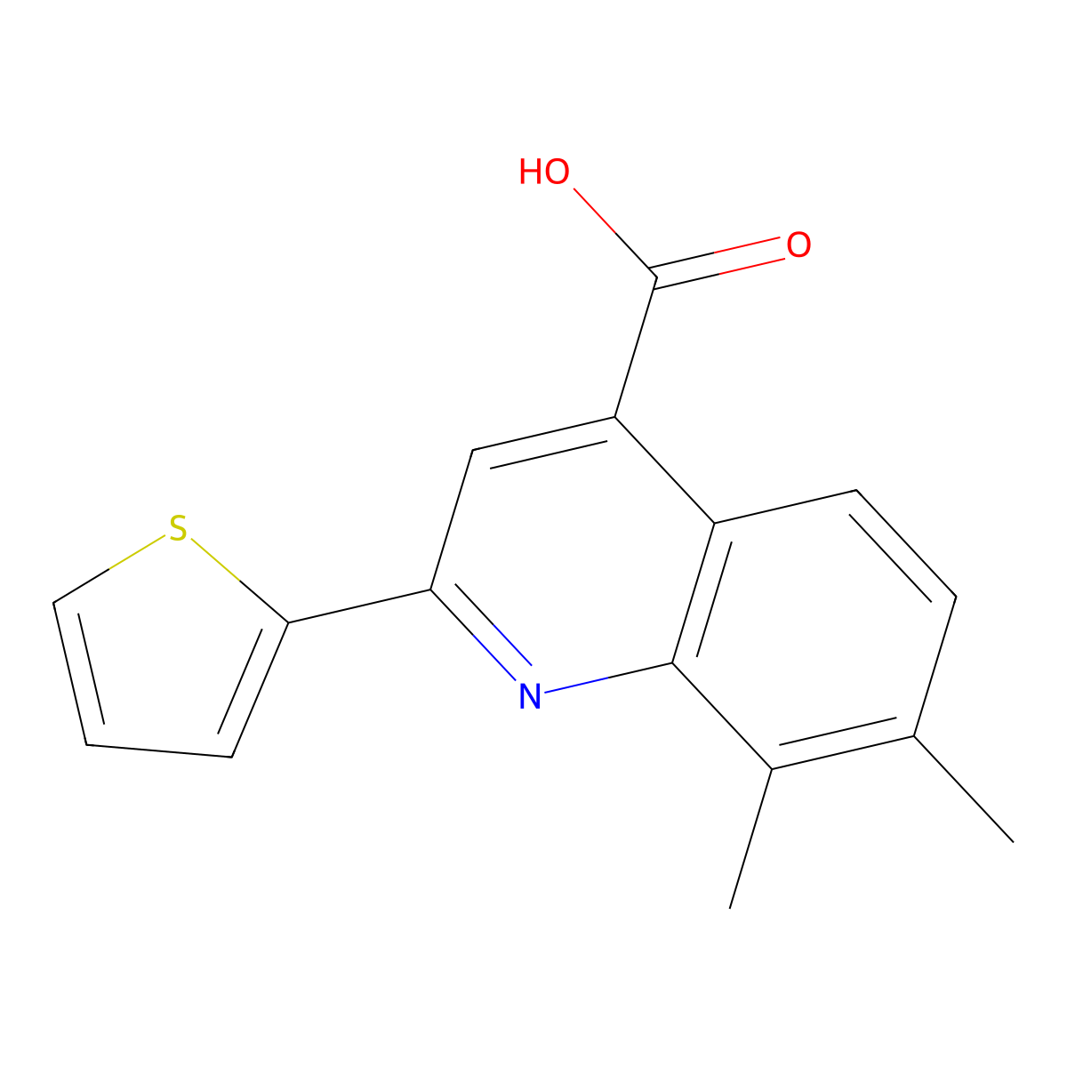 7,8-Dimethyl-2-(thiophen-2-yl)quinoline-4-carboxylic acid molecular structure, CAS 436096-59-2