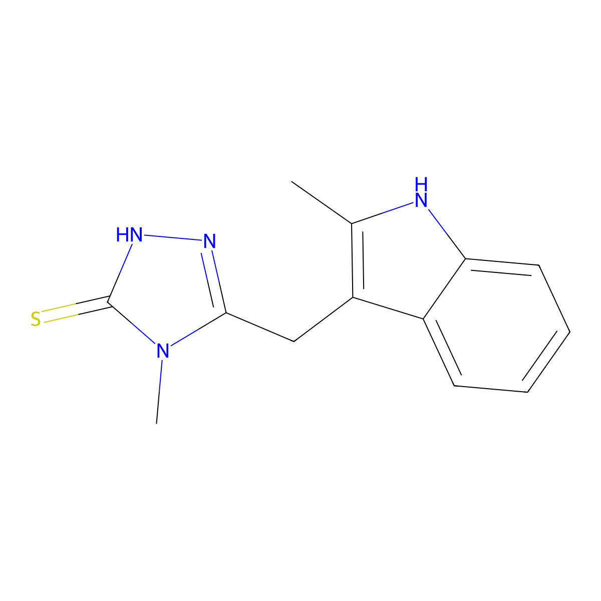 4-Methyl-5-(2-methyl-1H-indol-3-ylmethyl)-2,4-dihydro-[1,2,4]triazole-3-thione molecular structure, CAS 436096-84-3