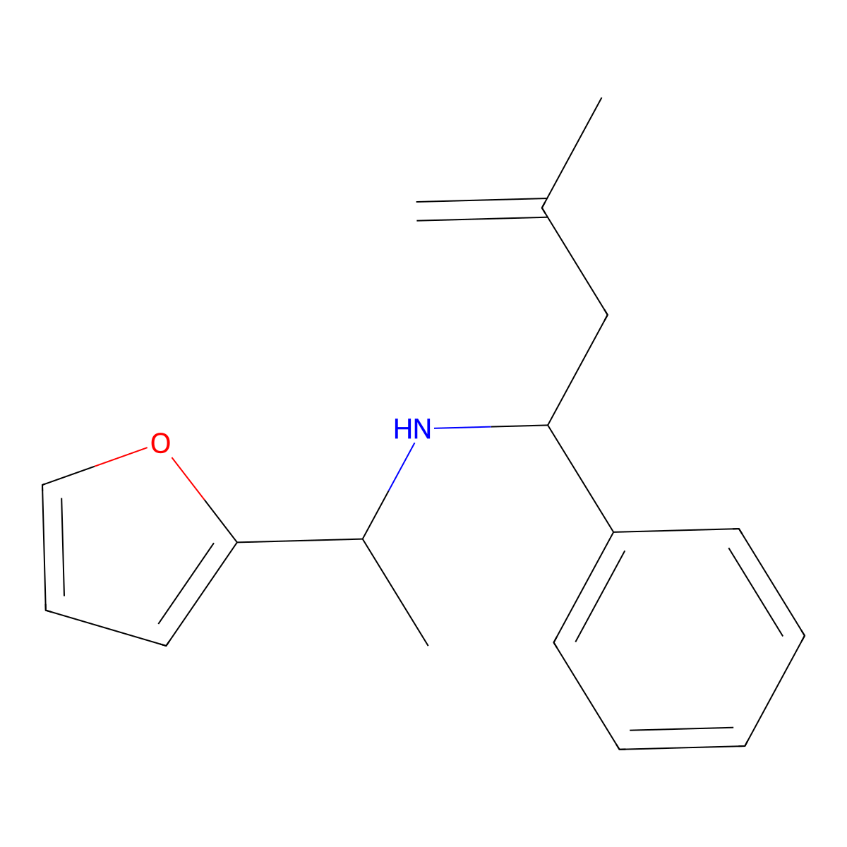 N-(1-(Furan-2-yl)ethyl)-3-methyl-1-phenylbut-3-en-1-amine molecular structure, CAS 436096-85-4
