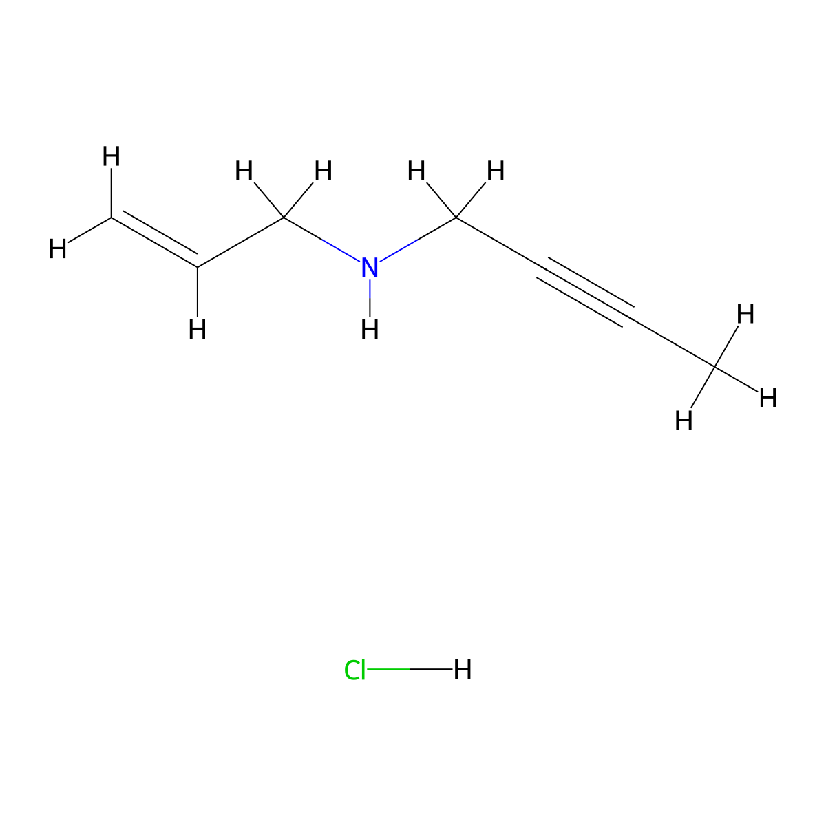 Allyl-but-2-ynyl-amine hydrochloride molecular structure, CAS 436099-58-0