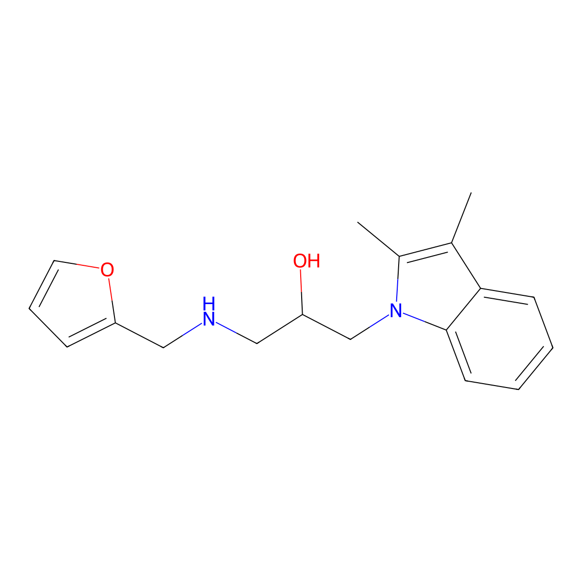 1-(2,3-Dimethyl-indol-1-yl)-3-[(furan-2-ylmethyl)-amino]-propan-2-ol molecular structure, CAS 436099-61-5