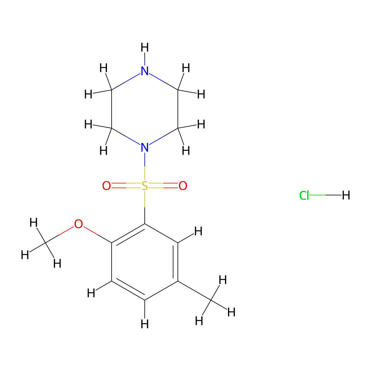 1-((2-Methoxy-5-methylphenyl)sulfonyl)piperazine hydrochloride molecular structure, CAS 436099-67-1