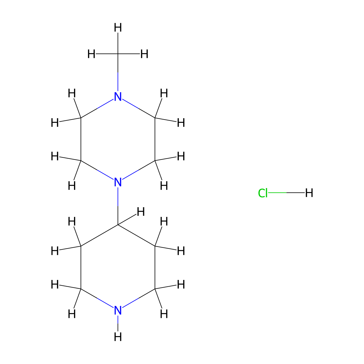 1-Methyl-4-(piperidin-4-yl)piperazine hydrochloride molecular structure, CAS 436099-90-0