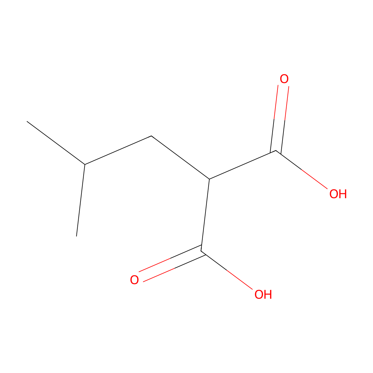 Isobutylmalonic acid molecular structure, CAS 4361-06-2