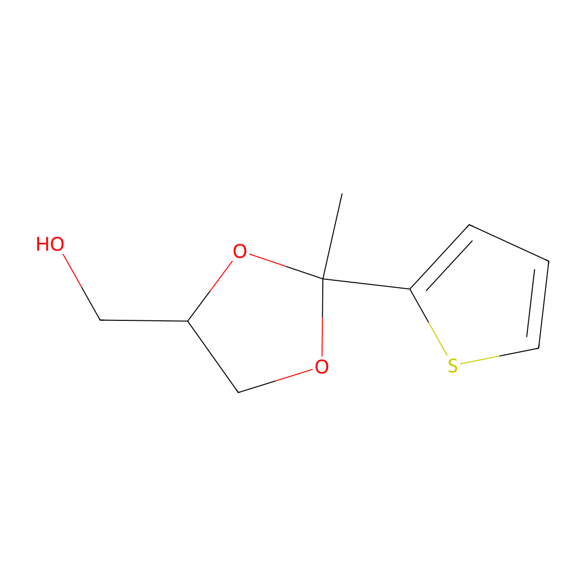 1,3-Dioxolane-4-methanol, 2-methyl-2-(2-thienyl)- molecular structure, CAS 4361-62-0