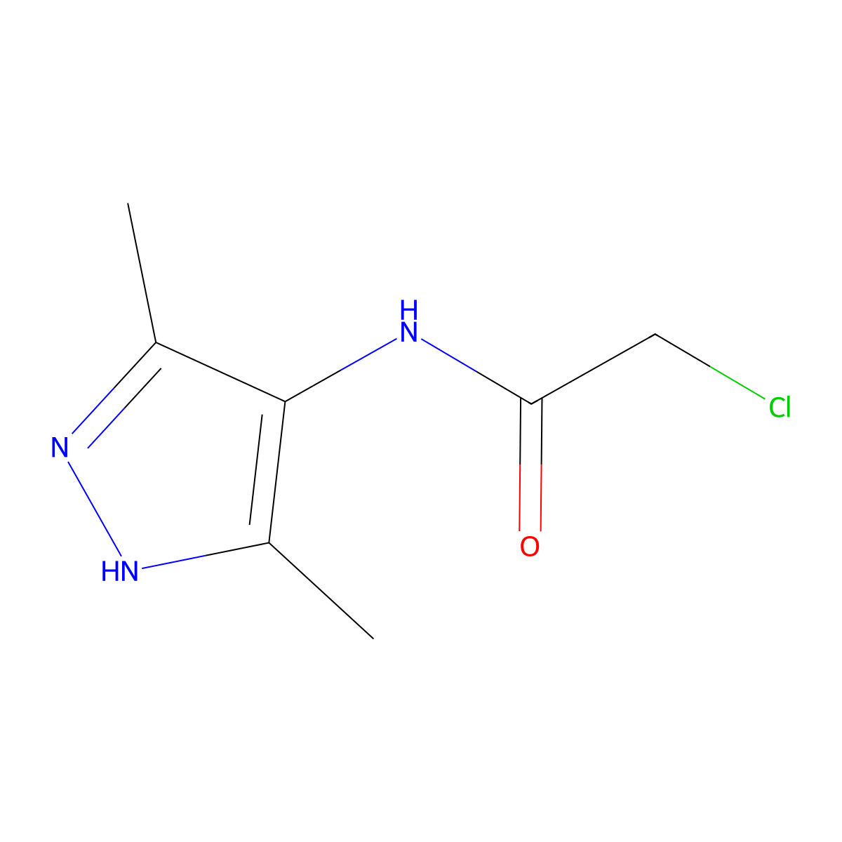 2-chloro-N-(3,5-dimethyl-1H-pyrazol-4-yl)acetamide molecular structure, CAS 436100-01-5