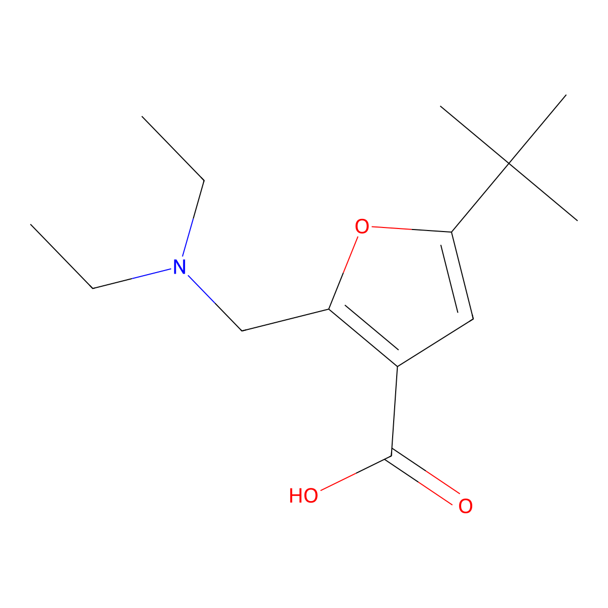 5-tert-Butyl-2-diethylaminomethyl-furan-3-carboxylic acid molecular structure, CAS 436100-02-6