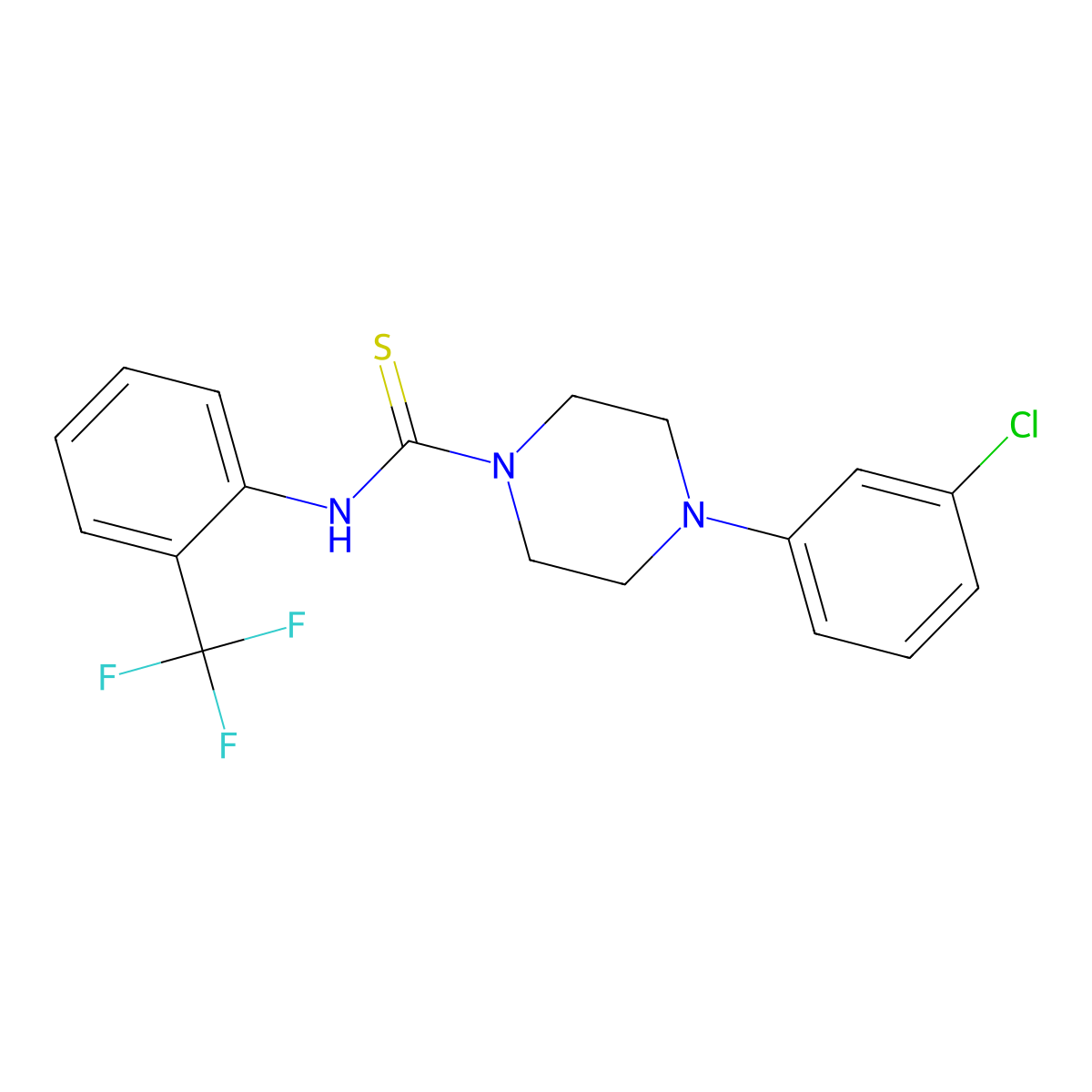 4-(3-chlorophenyl)-N-[2-(trifluoromethyl)phenyl]piperazine-1-carbothioamide molecular structure, CAS 436110-08-6