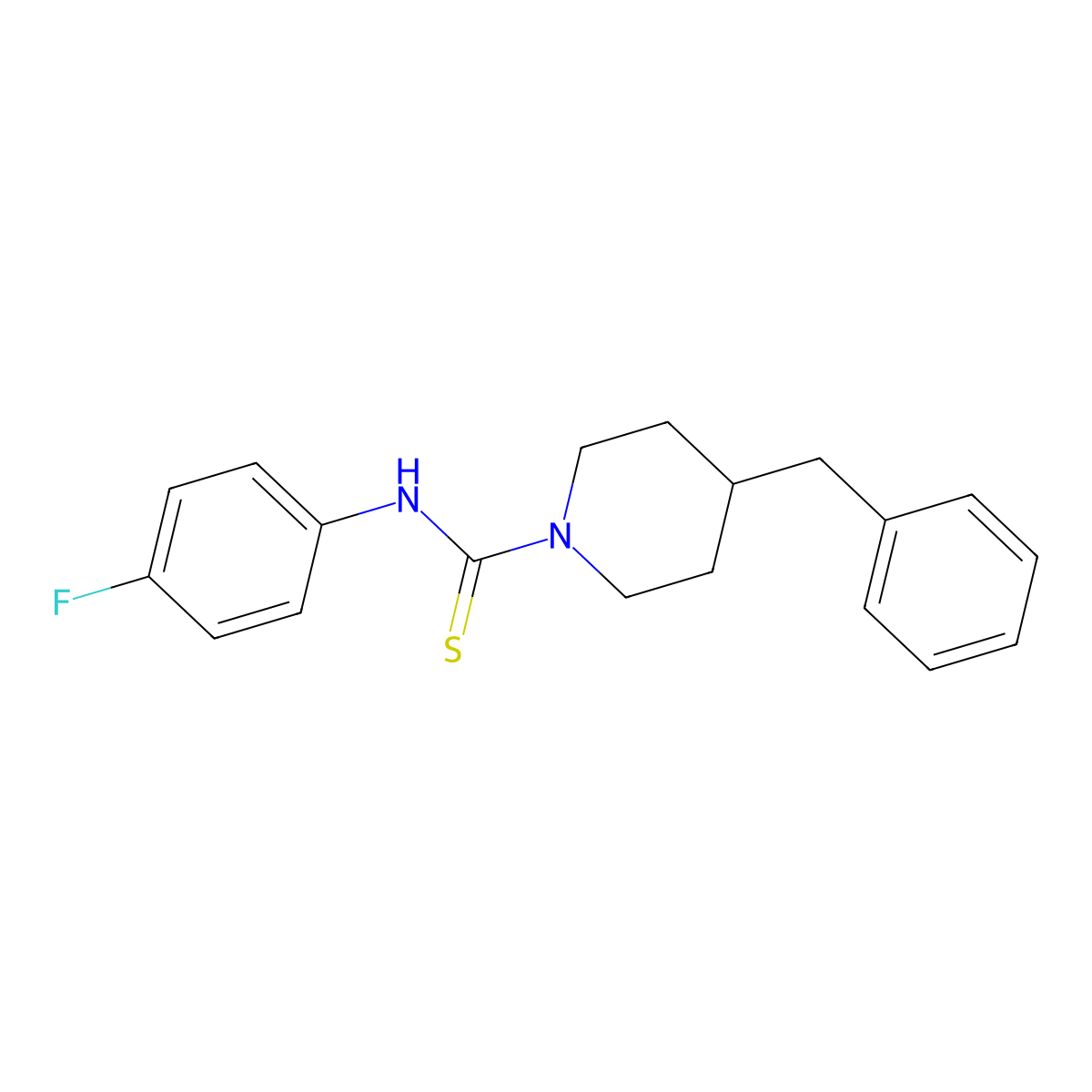 4-benzyl-N-(4-fluorophenyl)piperidine-1-carbothioamide molecular structure, CAS 436118-48-8