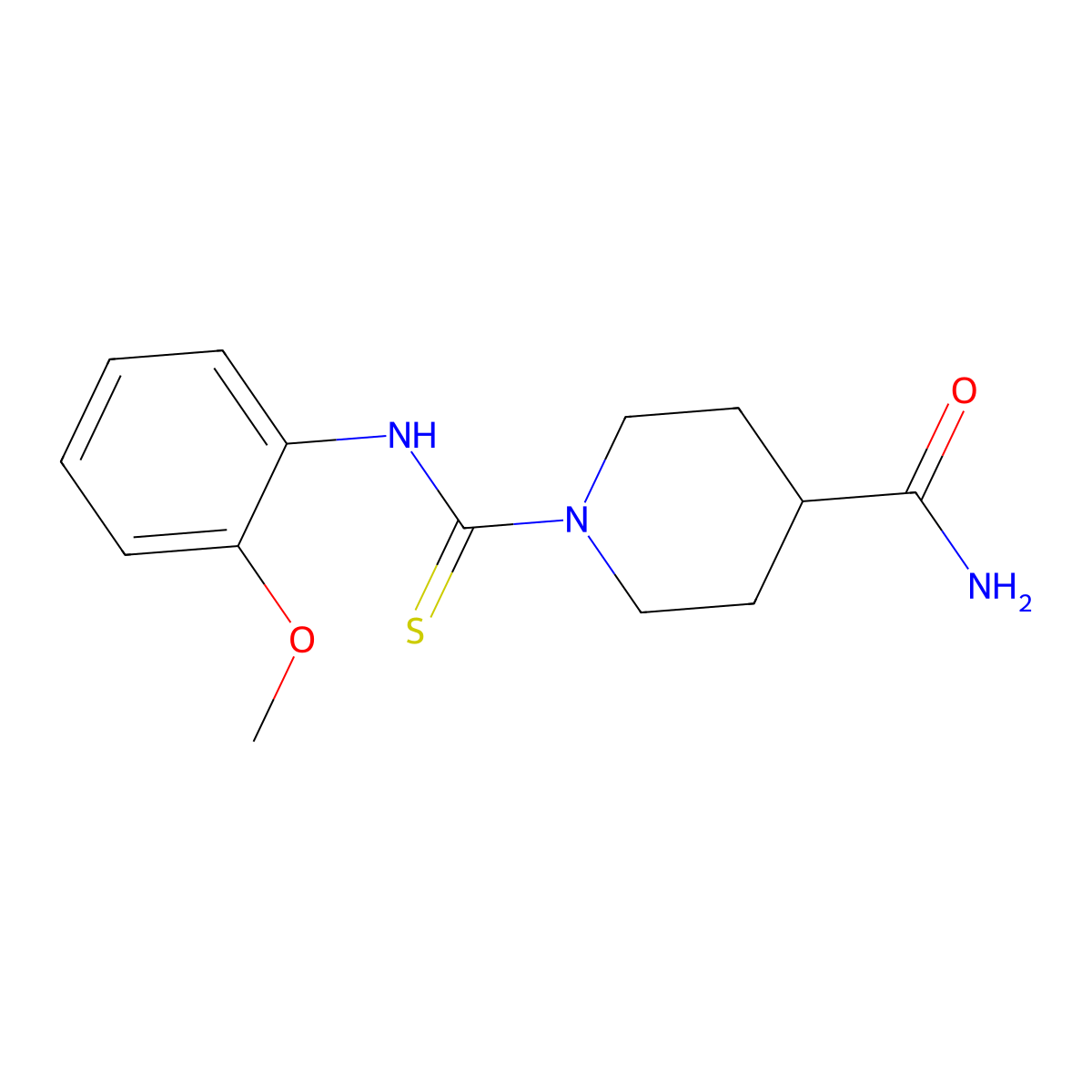 1-[(2-Methoxyphenyl)carbamothioyl]piperidine-4-carboxamide molecular structure, CAS 436121-88-9