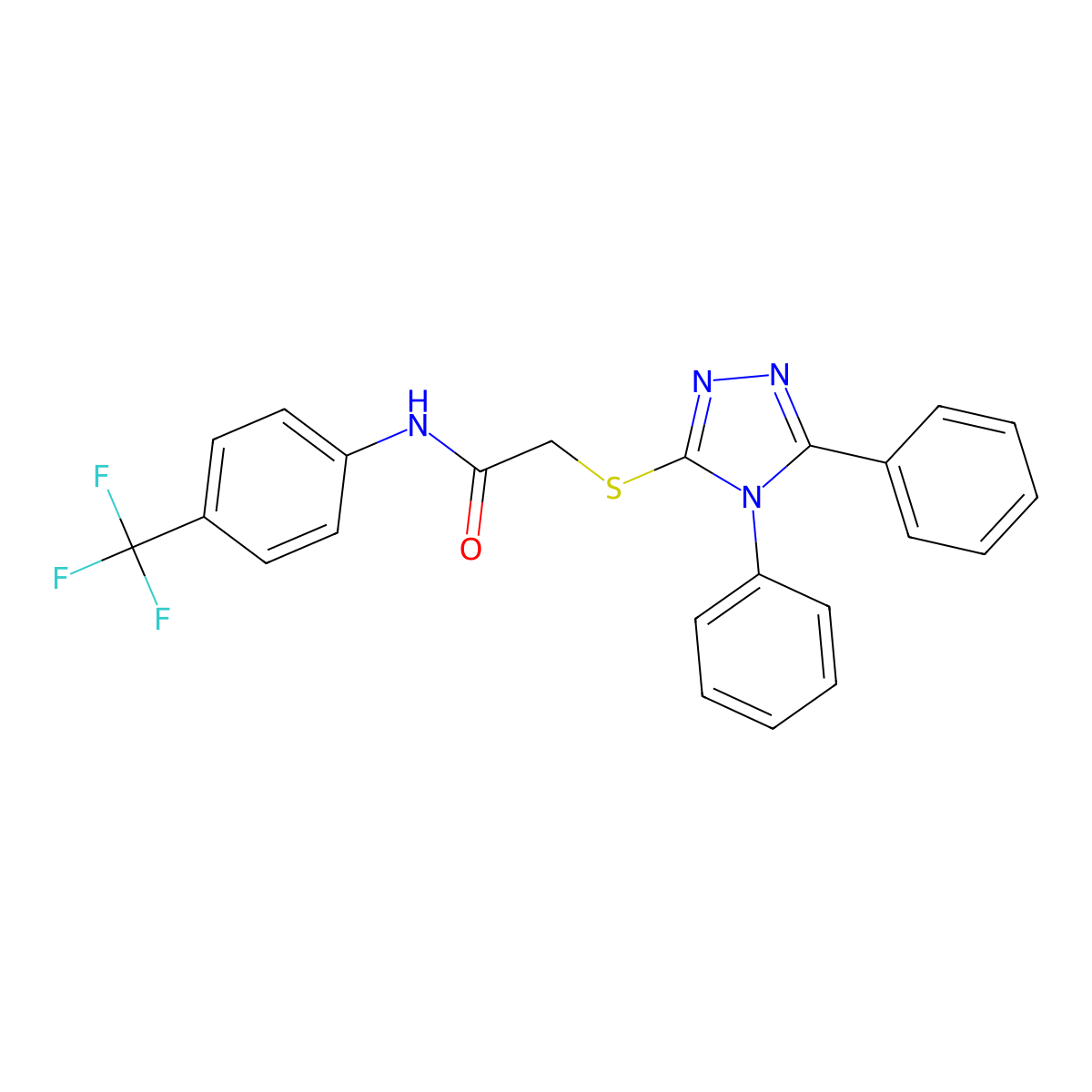 2-[(4,5-diphenyl-1,2,4-triazol-3-yl)sulfanyl]-N-[4-(trifluoromethyl)phenyl]acetamide molecular structure, CAS 436122-62-2