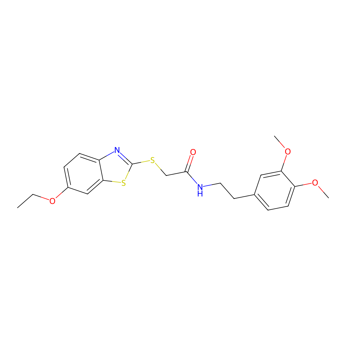 N-[2-(3,4-dimethoxyphenyl)ethyl]-2-[(6-ethoxy-1,3-benzothiazol-2-yl)sulfanyl]acetamide molecular structure, CAS 436124-98-0