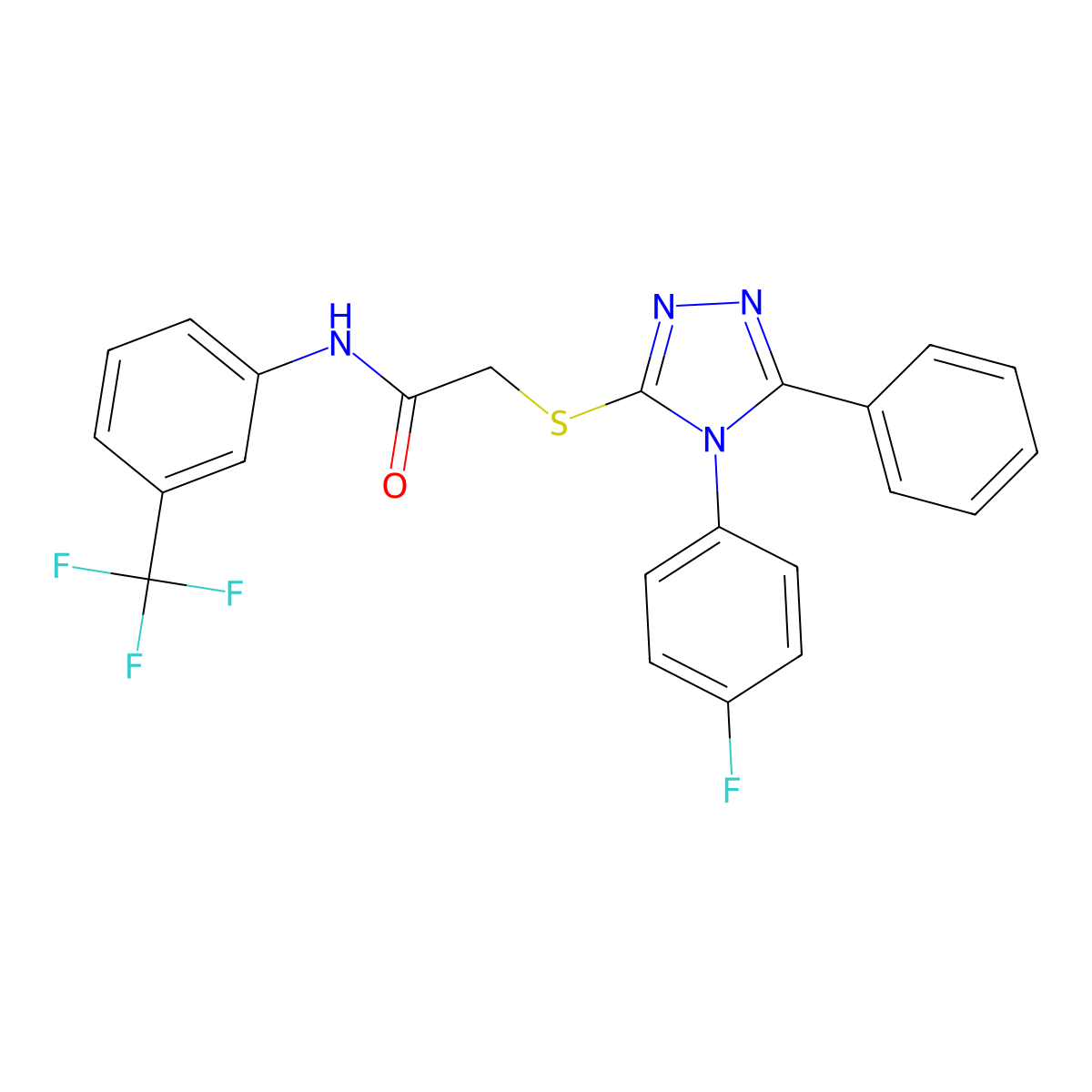 2-[[4-(4-fluorophenyl)-5-phenyl-1,2,4-triazol-3-yl]sulfanyl]-N-[3-(trifluoromethyl)phenyl]acetamide molecular structure, CAS 436127-98-9