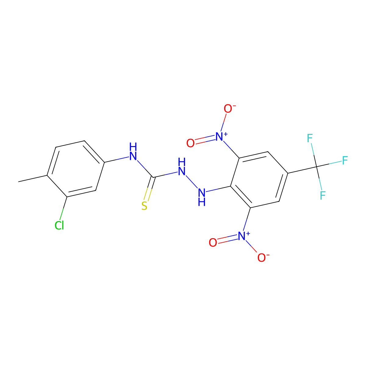 N-(3-Chloro-4-methylphenyl)-2-[2,6-dinitro-4-(trifluoromethyl)phenyl]-hydrazinecarbothioamide molecular structure, CAS 436133-68-5
