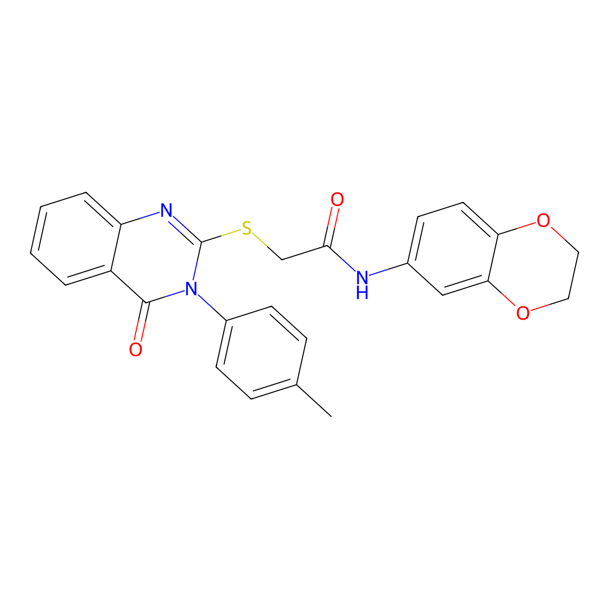 N-(2,3-Dihydro-1,4-benzodioxin-6-YL)-2-((3-(4-methylphenyl)-4-oxo-3,4-dihydro-2-quinazolinyl)sulfanyl)acetamide molecular structure, CAS 436135-34-1