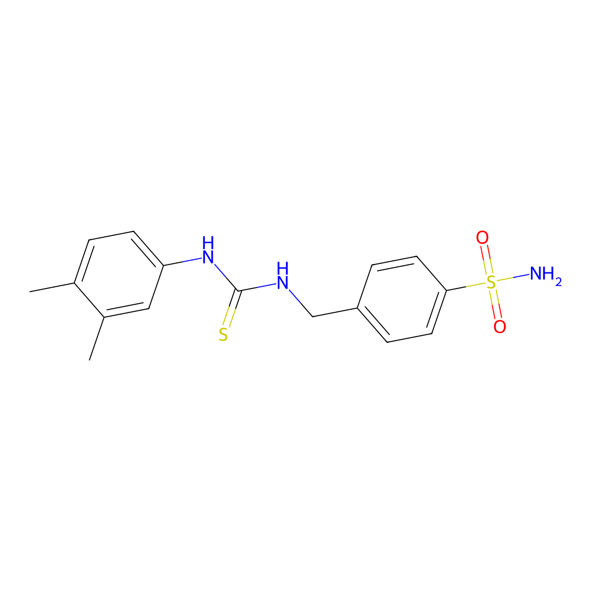 1-(3,4-Dimethylphenyl)-3-[(4-sulfamoylphenyl)methyl]thiourea molecular structure, CAS 436138-43-1