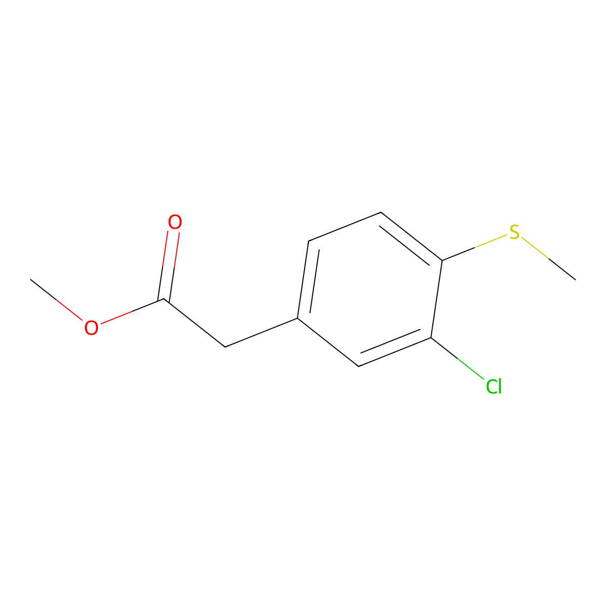 (3-Chloro-4-methylsulfanyl-phenyl)-acetic acid methyl ester molecular structure, CAS 436141-65-0