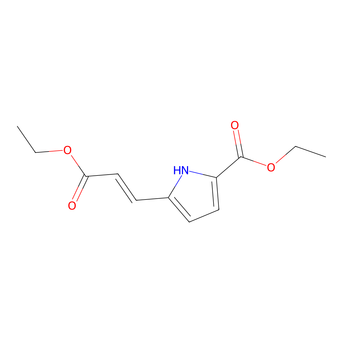 1H-Pyrrole-2-carboxylic acid, 5-[(1E)-3-ethoxy-3-oxo-1-propen-1-yl]-, ethyl ester molecular structure, CAS 436159-80-7