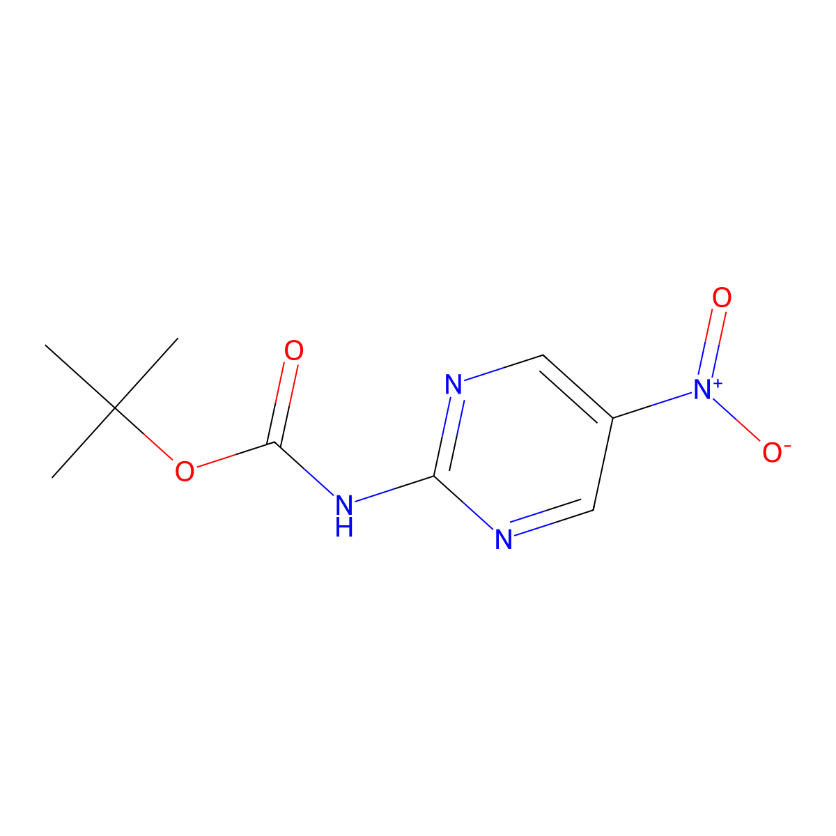 tert-Butyl (5-nitropyrimidin-2-yl)carbamate molecular structure, CAS 436161-77-2