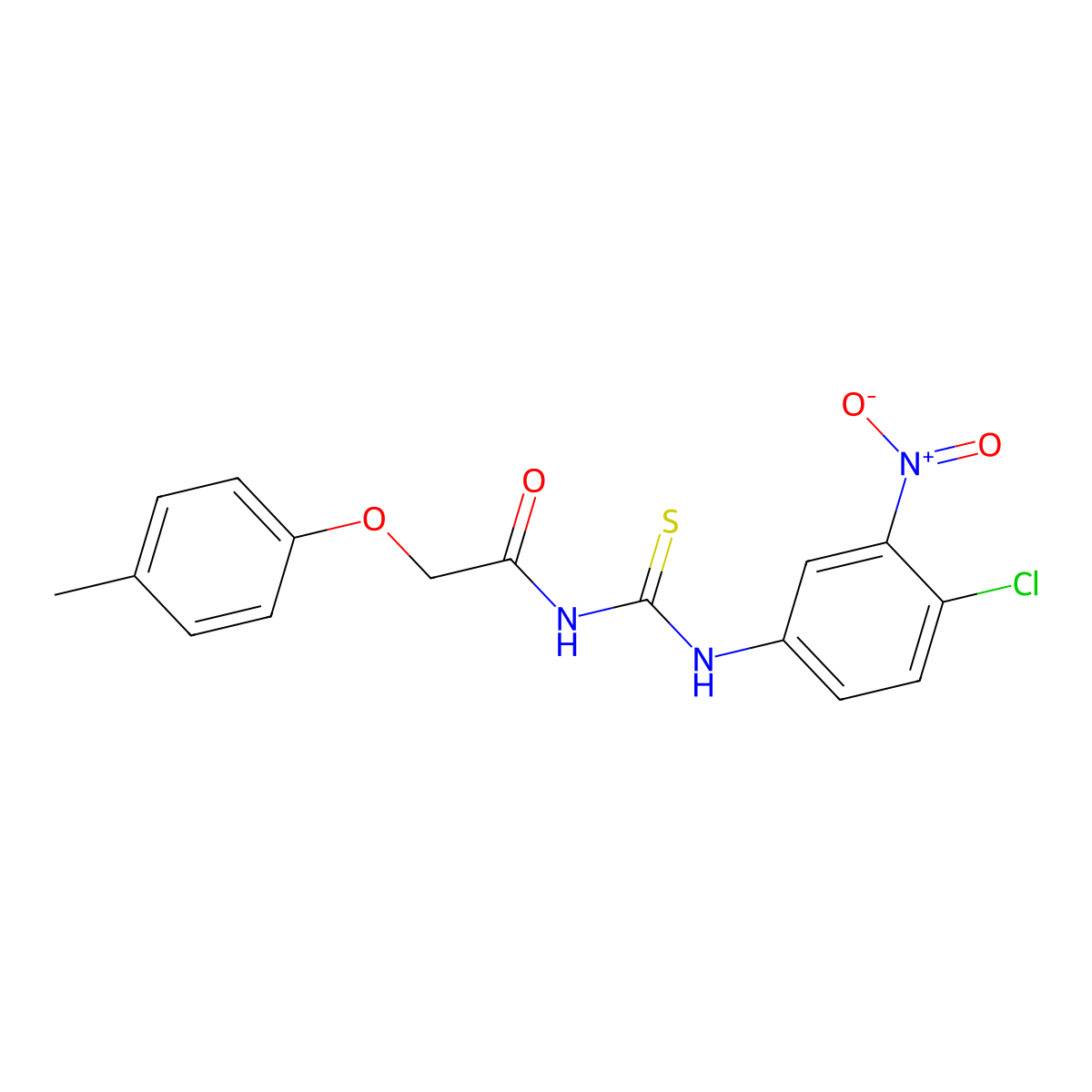 N-[(4-chloro-3-nitrophenyl)carbamothioyl]-2-(4-methylphenoxy)acetamide molecular structure, CAS 4362-39-4
