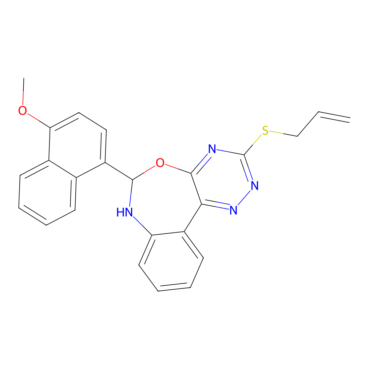 6-(4-Methoxynaphthalen-1-yl)-3-prop-2-enylsulfanyl-6,7-dihydro-[1,2,4]triazino[5,6-d][3,1]benzoxazepine molecular structure, CAS 4364-24-3