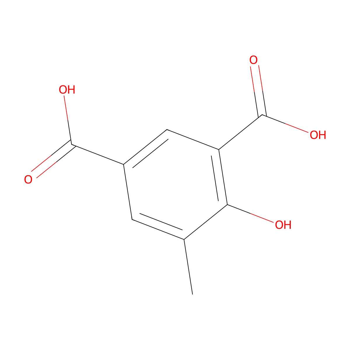 4-Hydroxy-5-methylisophthalic acid molecular structure, CAS 4365-31-5