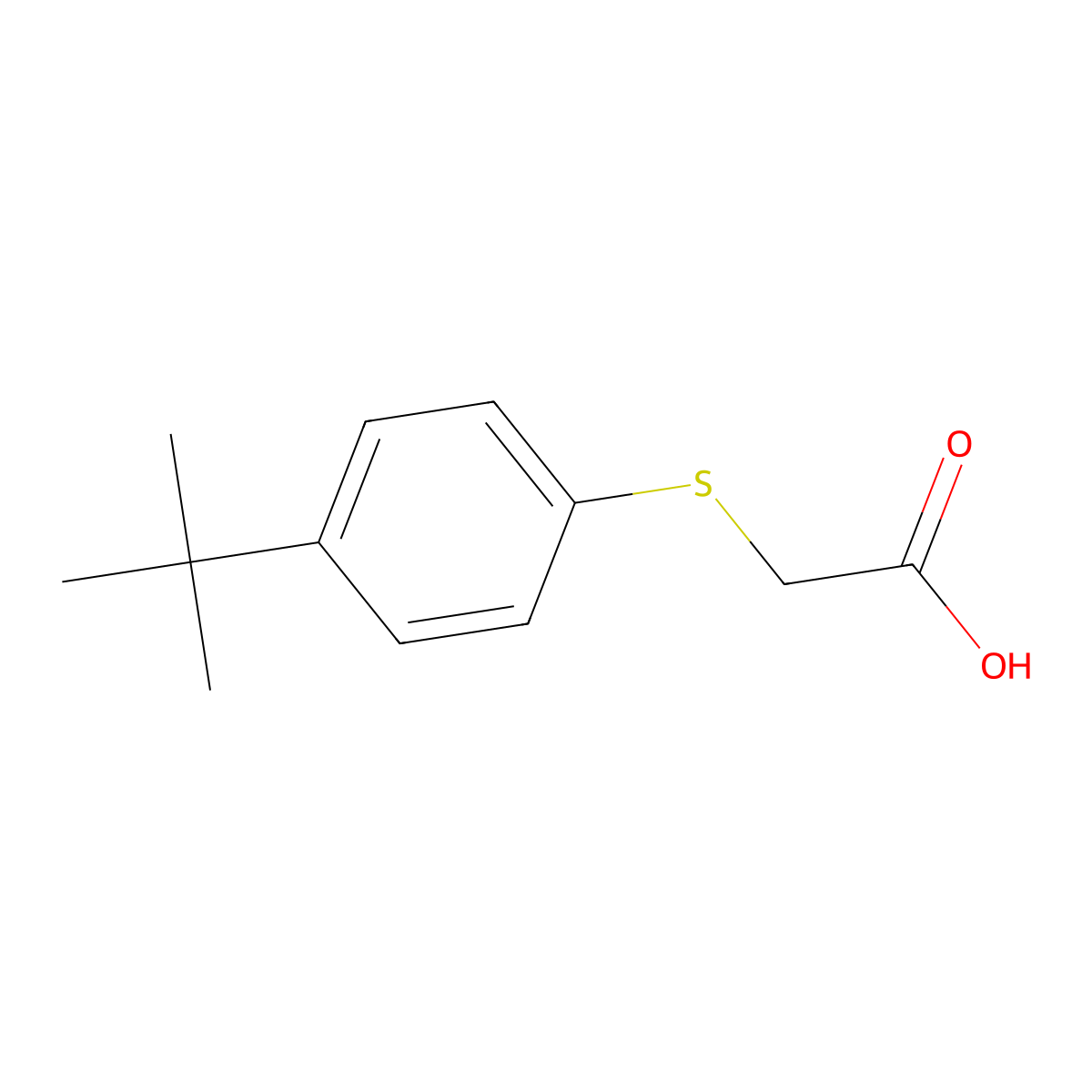 2-((4-Tert-butylphenyl)sulfanyl)acetic acid molecular structure, CAS 4365-63-3