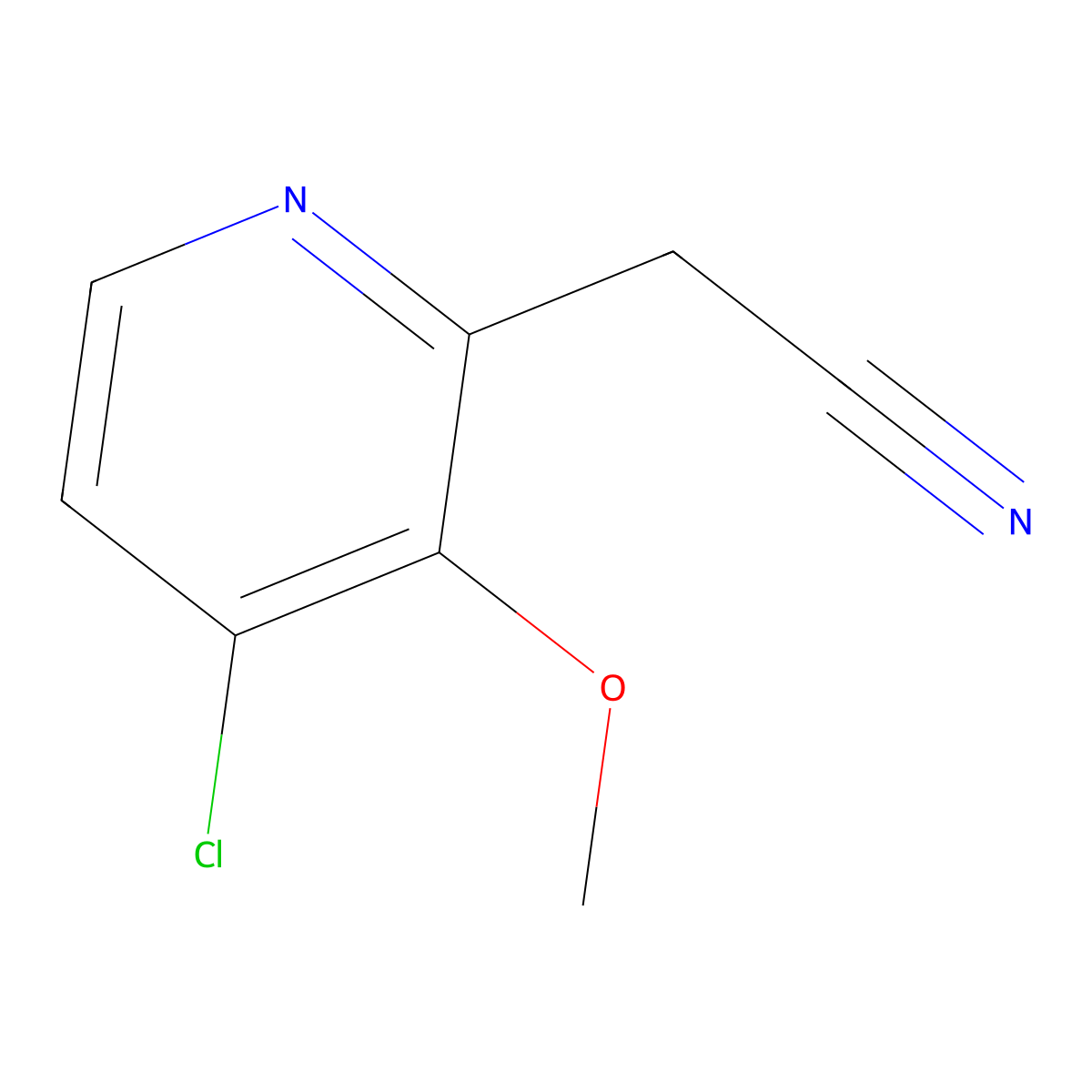 4-Chloro-3-methoxy-2-pyridineacetonitrile molecular structure, CAS 436799-83-6