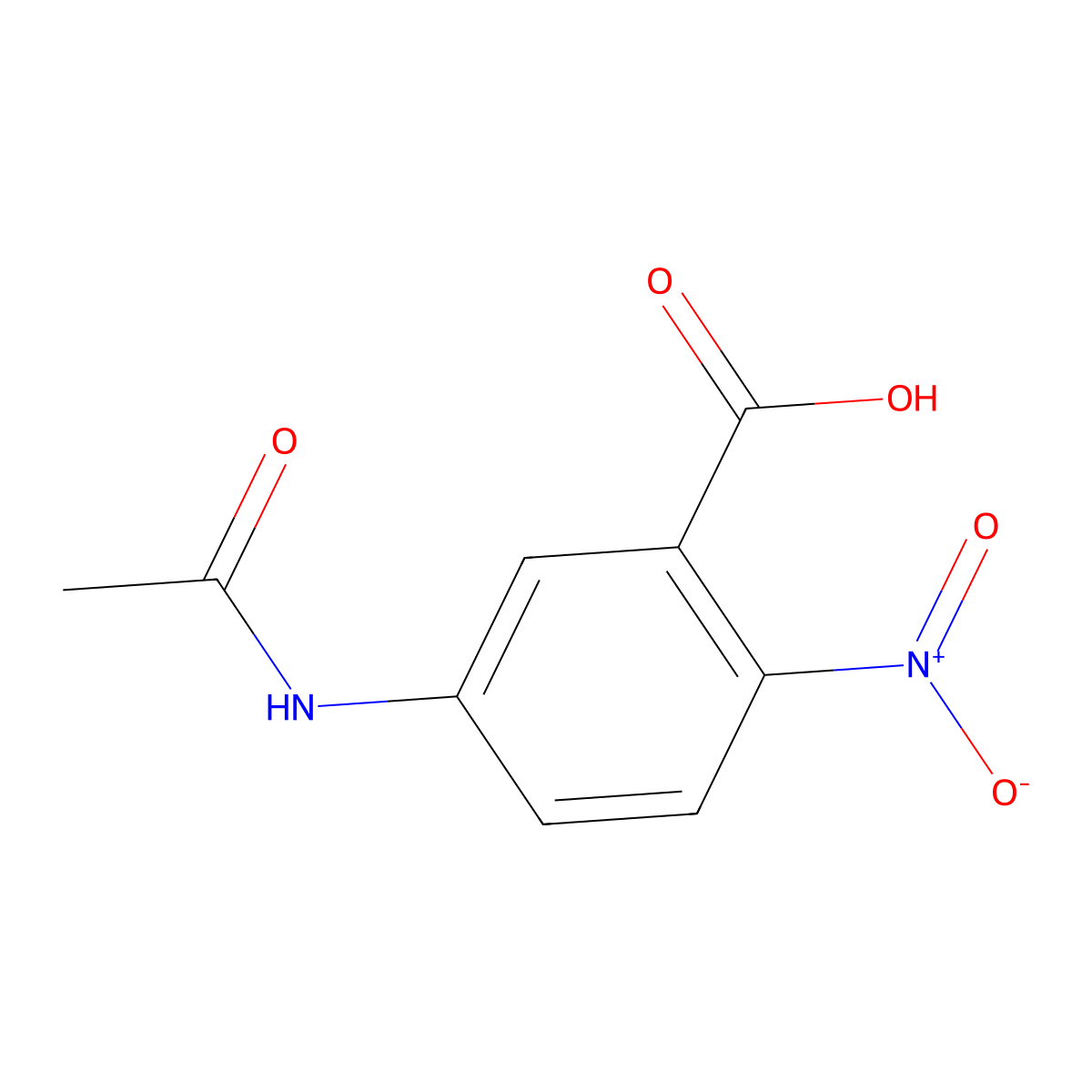 Benzoic acid, 5-(acetylamino)-2-nitro- molecular structure, CAS 4368-83-6