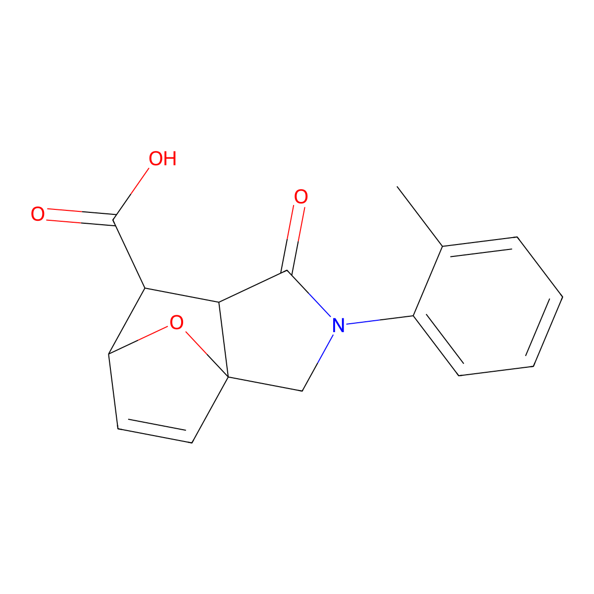 1-Oxo-2-(o-tolyl)-1,2,3,6,7,7a-hexahydro-3a,6-epoxyisoindole-7-carboxylic acid molecular structure, CAS 436810-98-9