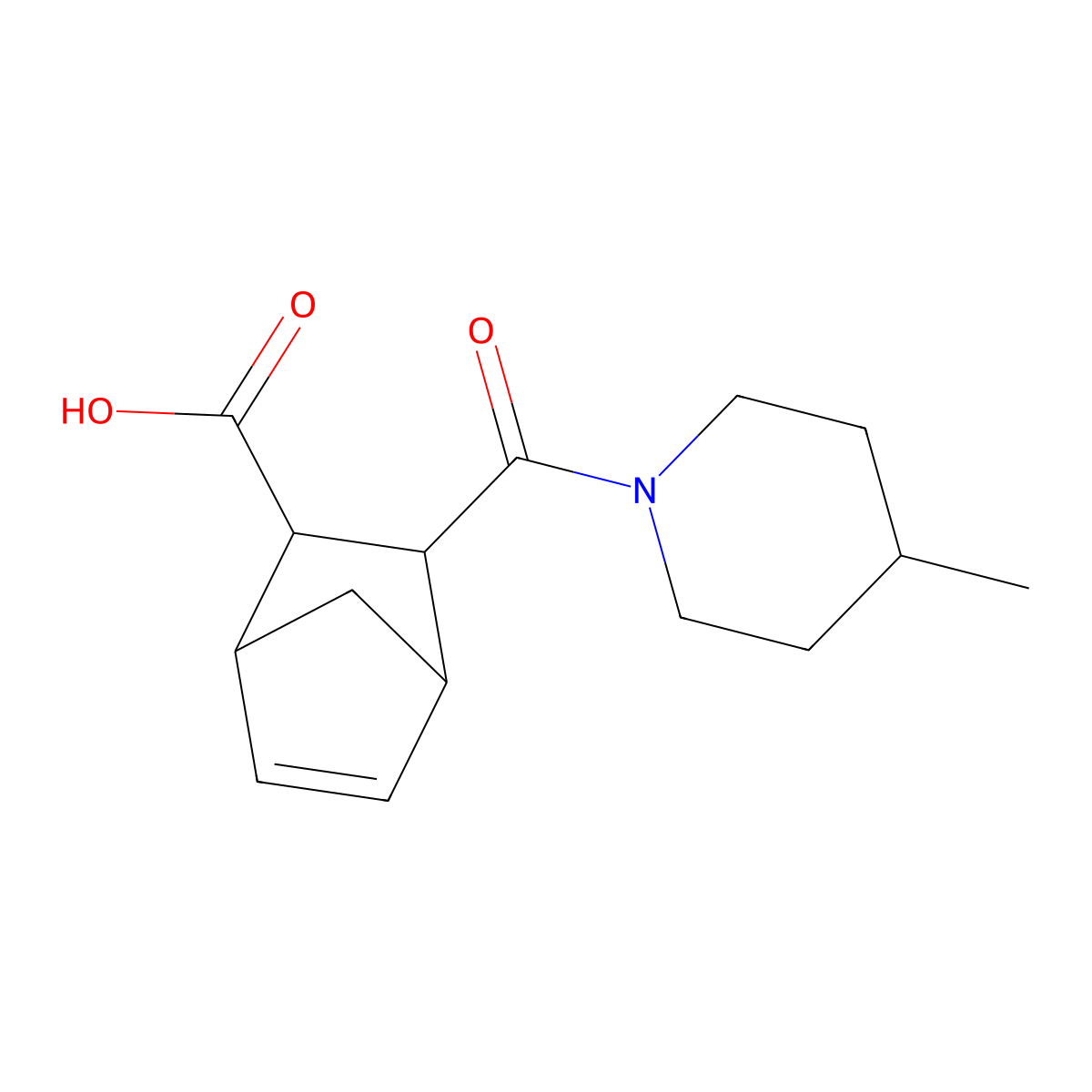 3-(4-Methylpiperidine-1-carbonyl)bicyclo[2.2.1]hept-5-ene-2-carboxylic acid molecular structure, CAS 436810-99-0