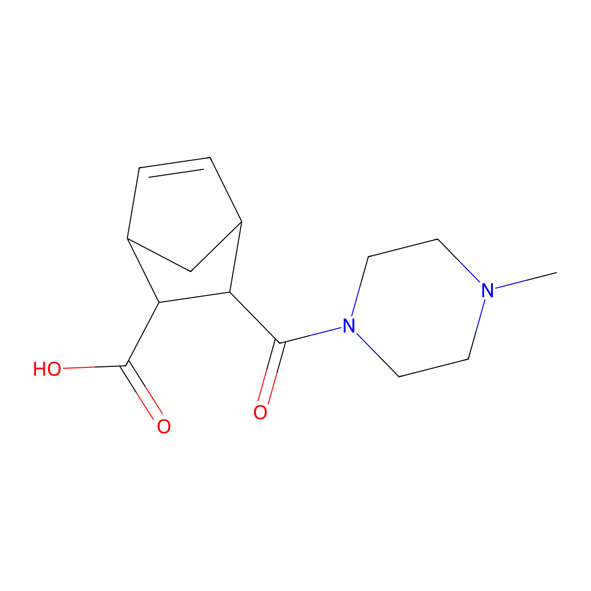 3-(4-Methylpiperazine-1-carbonyl)bicyclo[2.2.1]hept-5-ene-2-carboxylic acid molecular structure, CAS 436811-00-6
