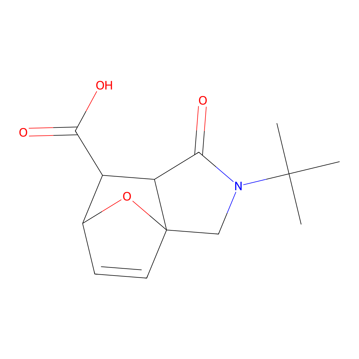 2-(tert-Butyl)-1-oxo-1,2,3,6,7,7a-hexahydro-3a,6-epoxyisoindole-7-carboxylic acid molecular structure, CAS 436811-02-8