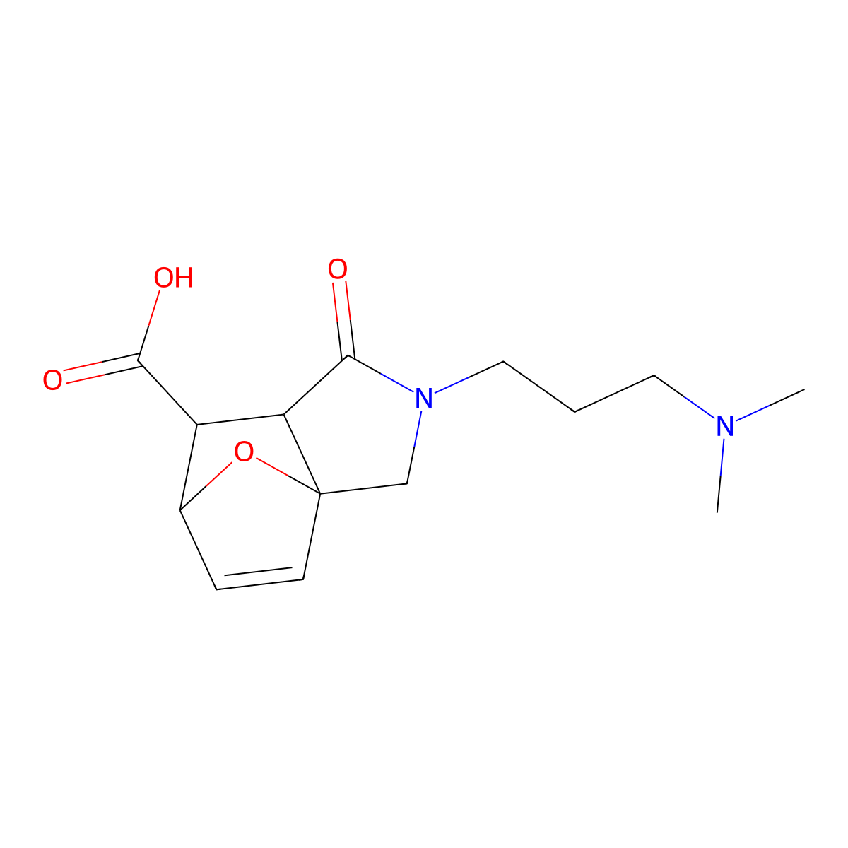 2-(3-(Dimethylamino)propyl)-1-oxo-1,2,3,6,7,7a-hexahydro-3a,6-epoxyisoindole-7-carboxylic acid molecular structure, CAS 436811-03-9