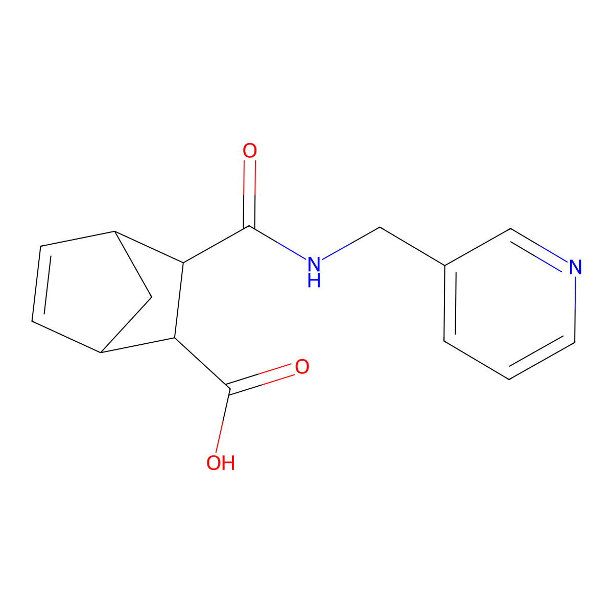 3-[(Pyridin-3-ylmethyl)-carbamoyl]-bicyclo[2.2.1]hept-5-ene-2-carboxylic acid molecular structure, CAS 436811-05-1