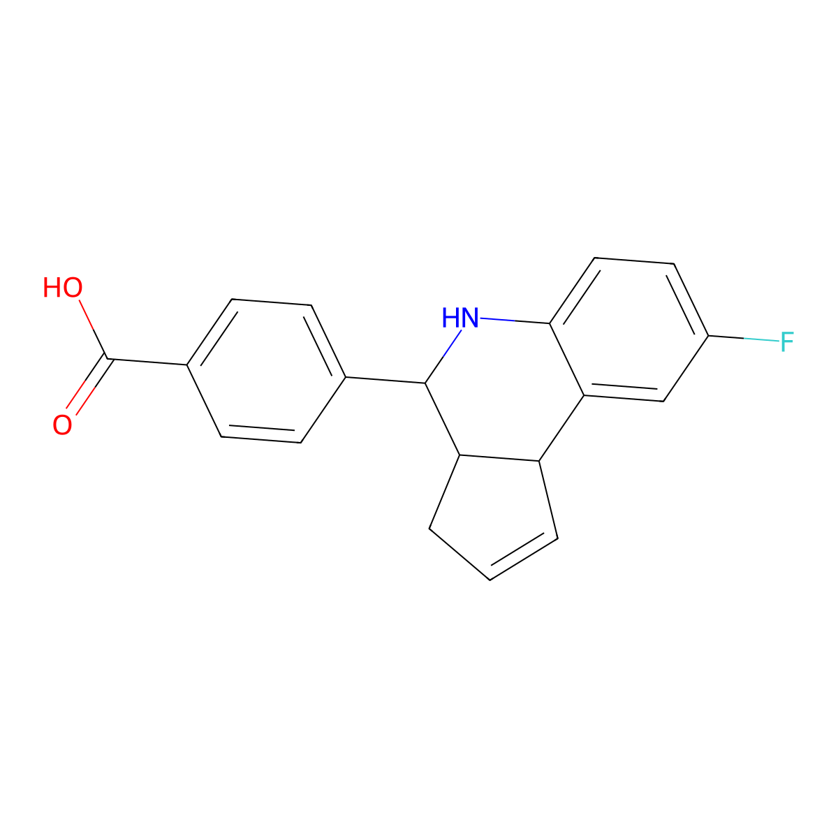 4-(8-fluoro-3a,4,5,9b-tetrahydro-3H-cyclopenta[c]quinolin-4-yl)benzoic acid molecular structure, CAS 436811-07-3