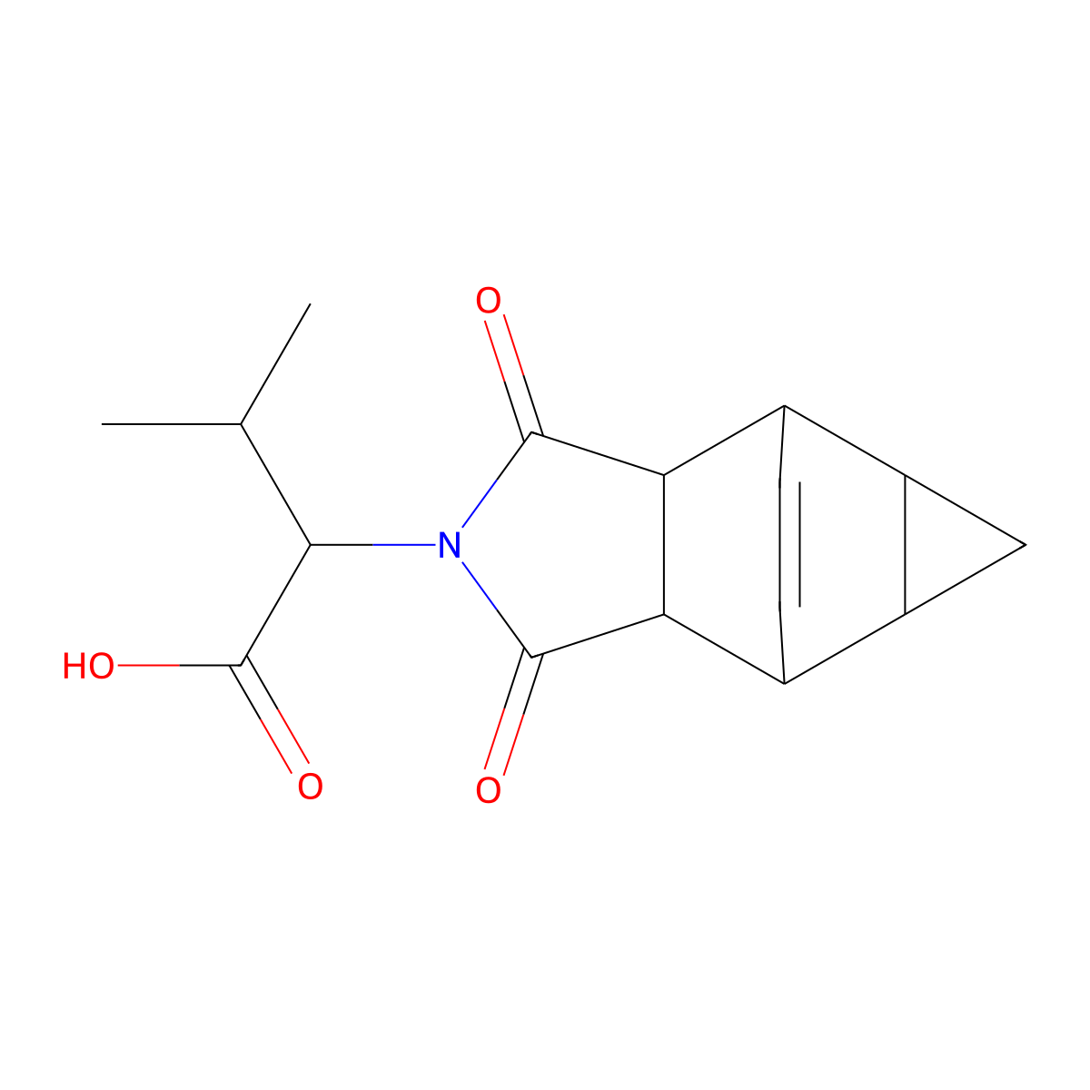2-(1,3-dioxooctahydro-4,6-ethenocyclopropa[f]isoindol-2(1H)-yl)-3-methylbutanoic acid molecular structure, CAS 436811-19-7