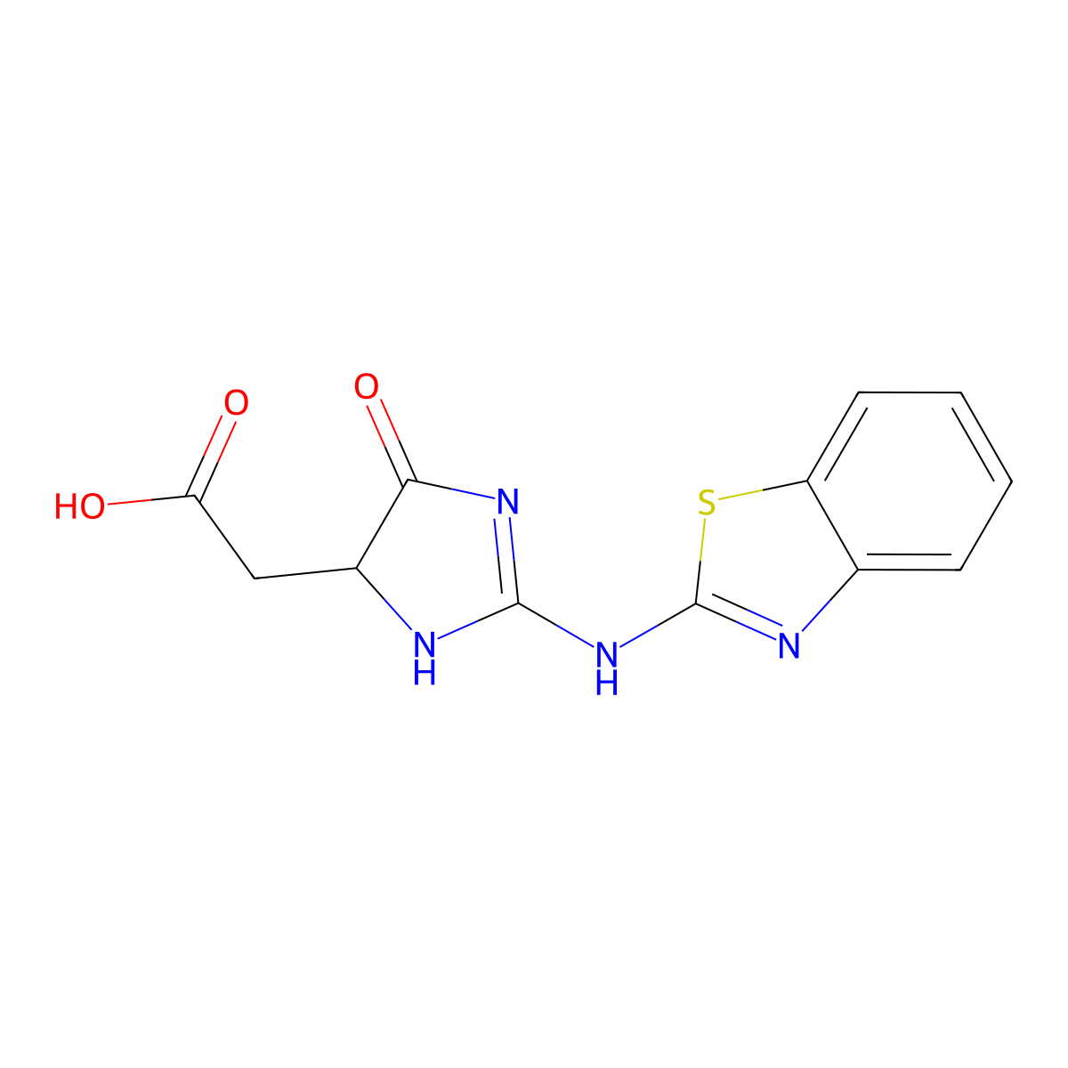 [2-(Benzothiazol-2-ylamino)-5-oxo-4,5-dihydro-3H-imidazol-4-yl]-acetic acid molecular structure, CAS 436811-21-1