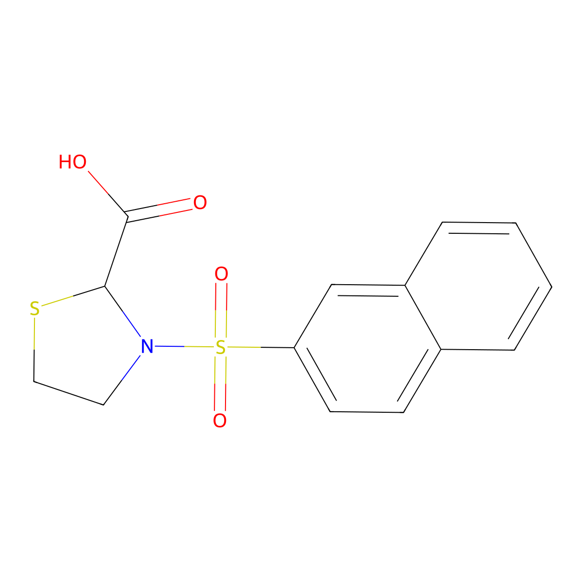 3-(Naphthalene-2-sulfonyl)-thiazolidine-2-carboxylic acid molecular structure, CAS 436811-27-7
