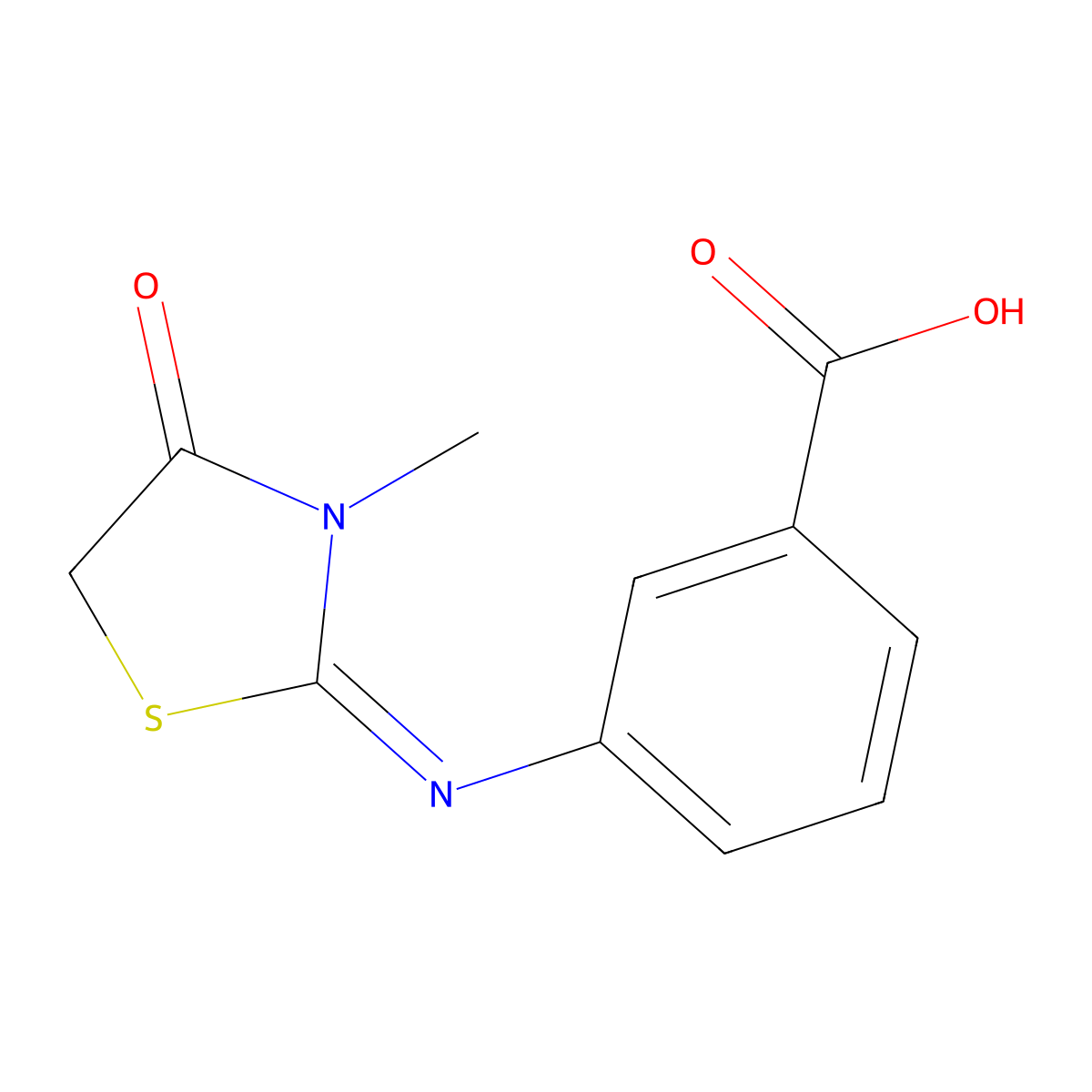 3-[(3-Methyl-4-oxo-2-thiazolidinylidene)amino]benzoic acid molecular structure, CAS 436811-29-9