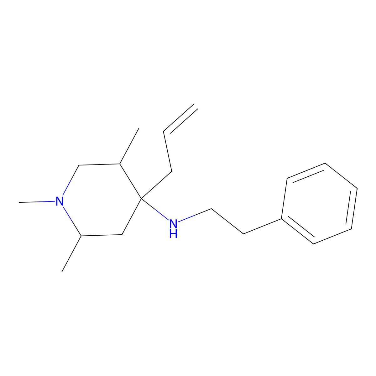 (4-Allyl-1,2,5-trimethyl-piperidin-4-yl)-phenethyl-amine molecular structure, CAS 436811-32-4