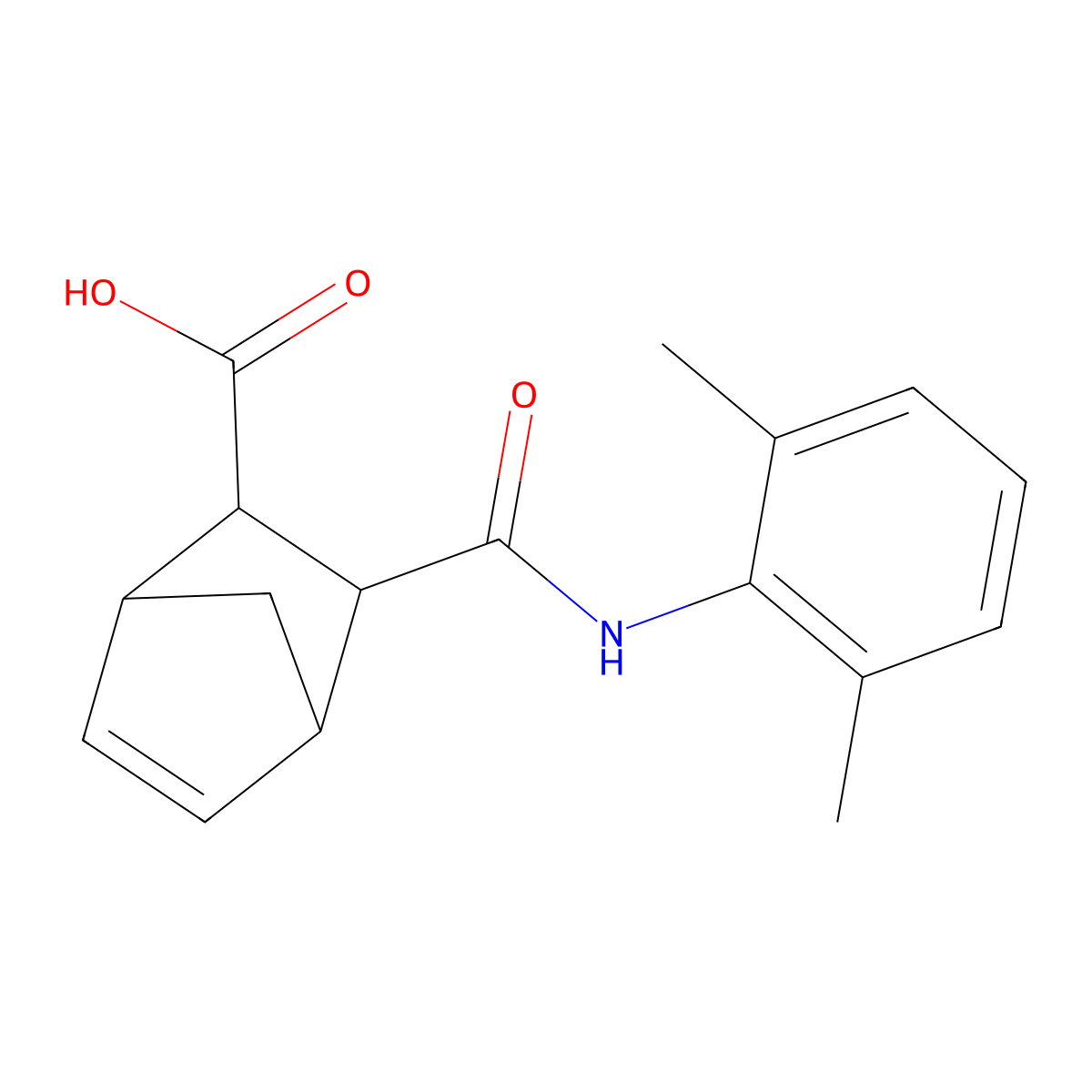 3-[(2,6-Dimethylphenyl)carbamoyl]bicyclo[2.2.1]hept-5-ene-2-carboxylic acid molecular structure, CAS 436811-39-1
