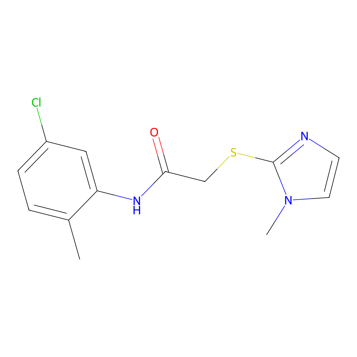 N-(5-chloro-2-methylphenyl)-2-[(1-methyl-1H-imidazol-2-yl)sulfanyl]acetamide molecular structure, CAS 436815-76-8