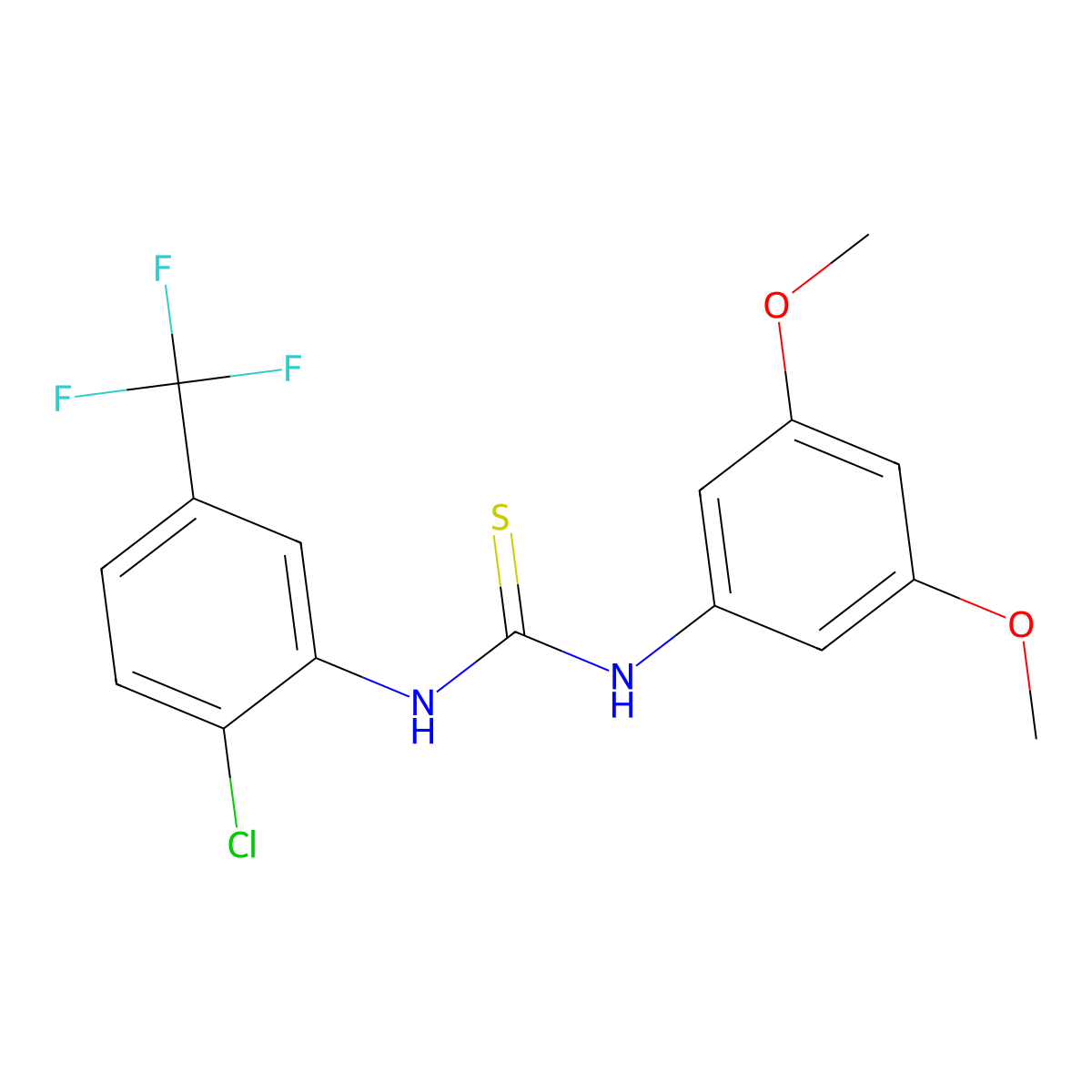 1-[2-Chloro-5-(trifluoromethyl)phenyl]-3-(3,5-dimethoxyphenyl)thiourea molecular structure, CAS 436822-56-9