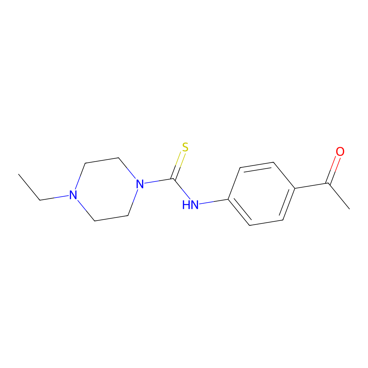 N-(4-acetylphenyl)-4-ethylpiperazine-1-carbothioamide molecular structure, CAS 436824-73-6