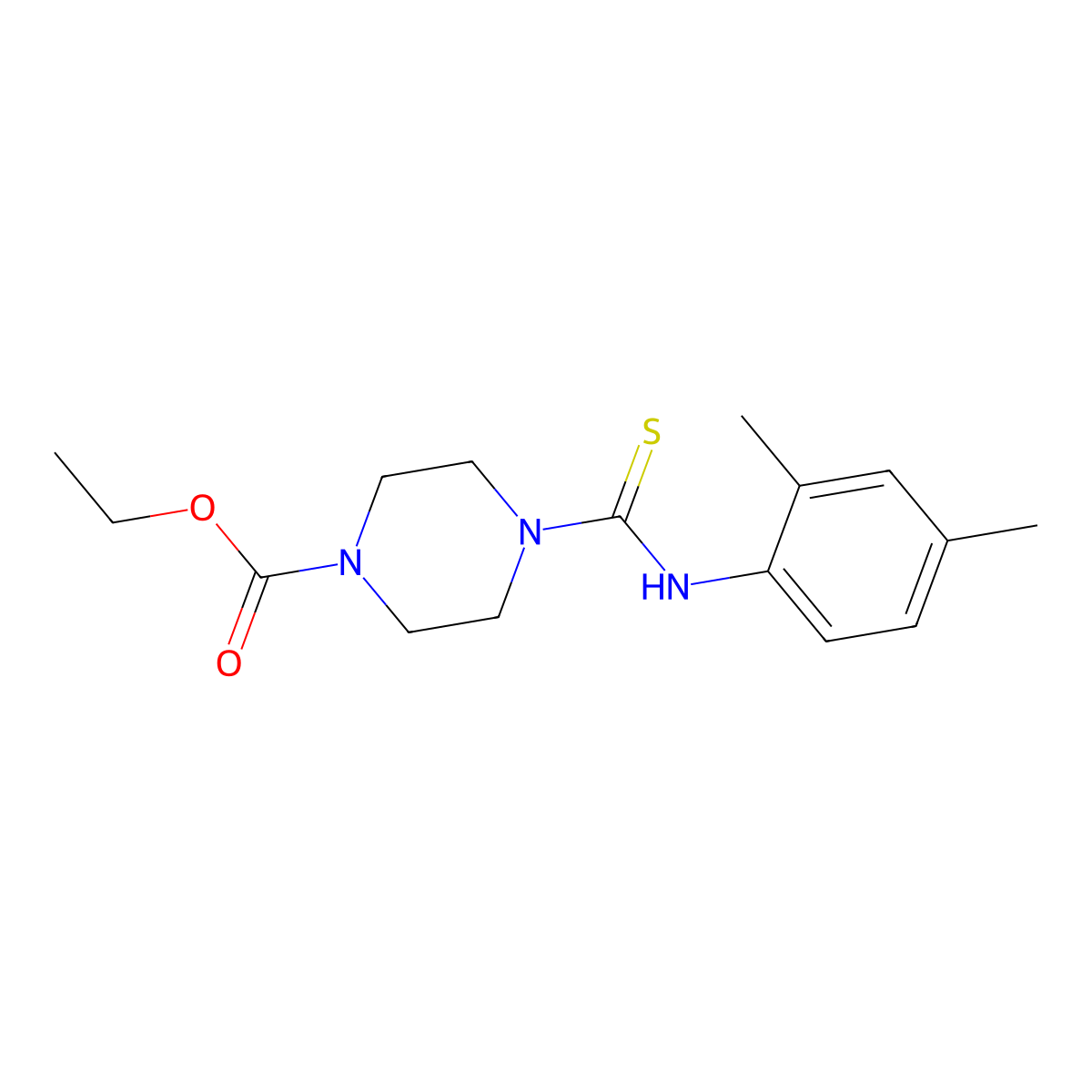 Ethyl 4-[(2,4-dimethylphenyl)carbamothioyl]piperazine-1-carboxylate molecular structure, CAS 436832-32-5