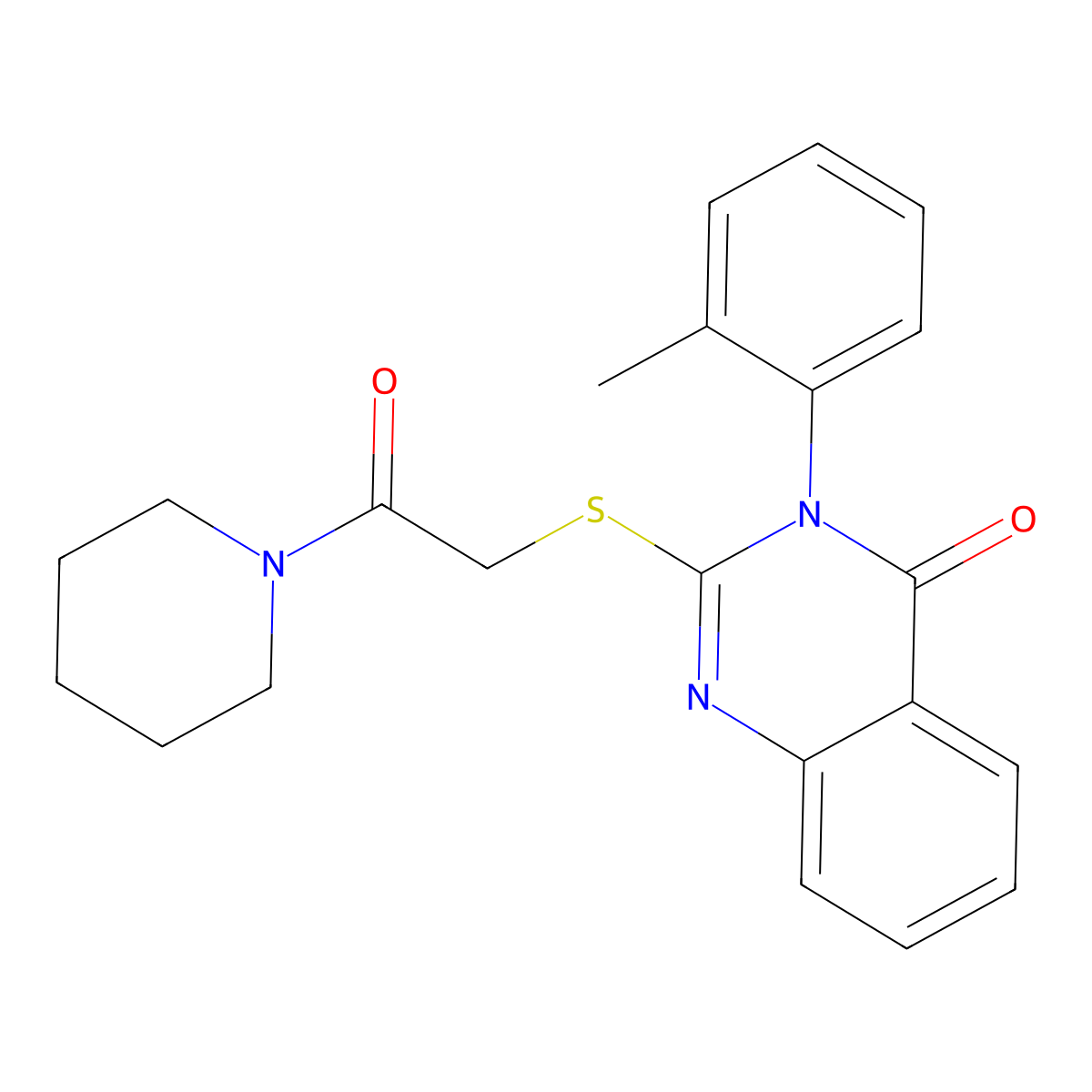 3-(2-Methylphenyl)-2-(2-oxo-2-piperidin-1-ylethyl)sulfanylquinazolin-4-one molecular structure, CAS 436837-17-1