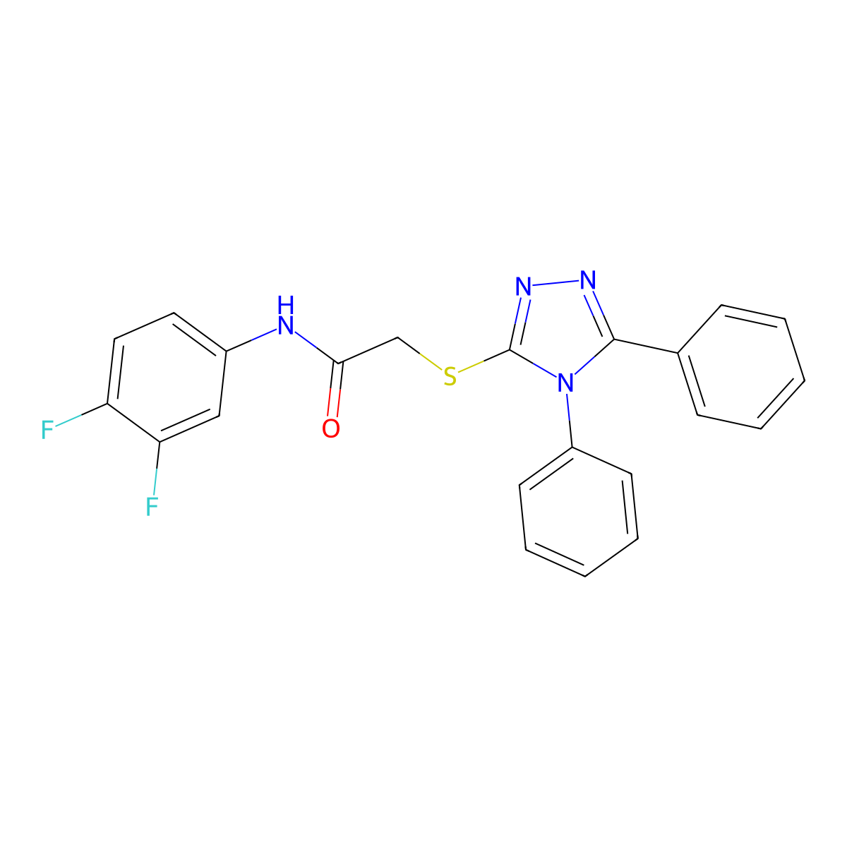 N-(3,4-difluorophenyl)-2-[(4,5-diphenyl-4H-1,2,4-triazol-3-yl)sulfanyl]acetamide molecular structure, CAS 436842-77-2